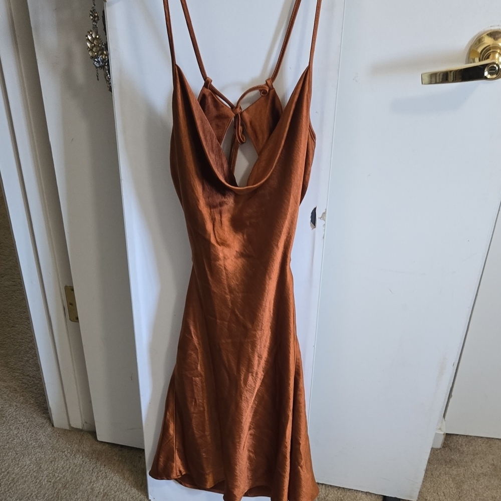Forever 21 Brown Slip Dress Spaghetti Strap Backless